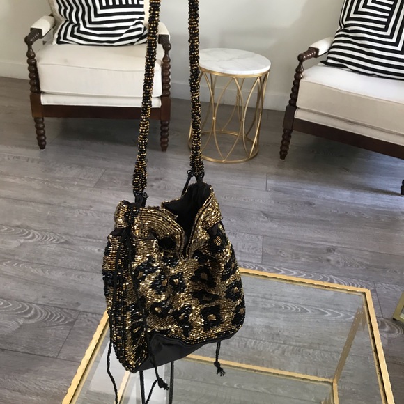 Zara Bohemian Beaded Bucket Bag New - Picture 5 of 8